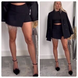 Zara Black Skort with Crystal Detail